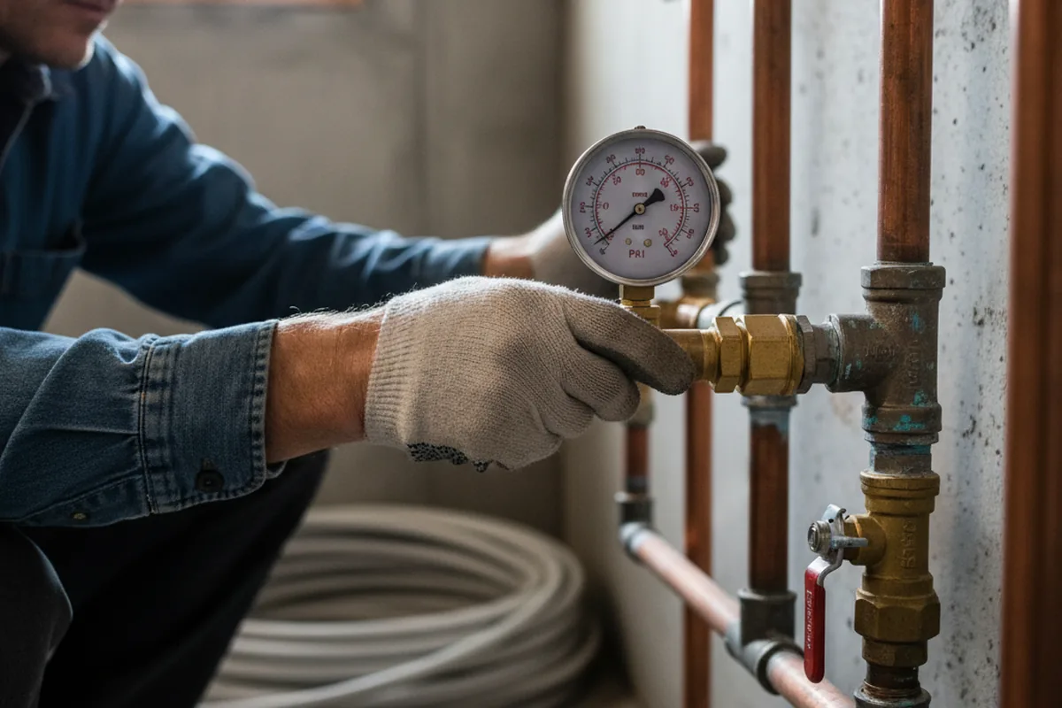 Pressure testing a repaired line during Water Line Repair in Red Cliff